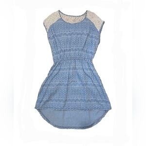 Panhandle Blue Boho Western Dress Size M/L Short Sleeve